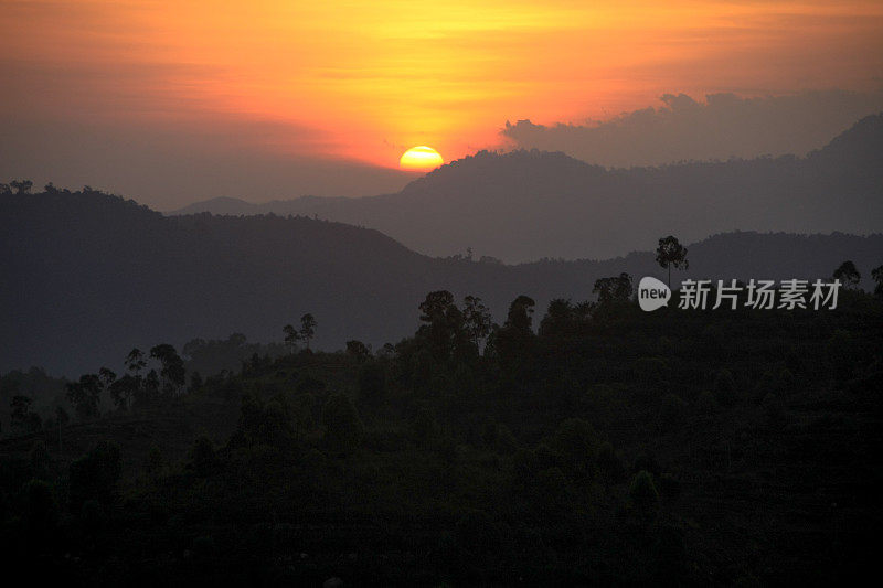 亚齐，seulawah山之间的日出景象