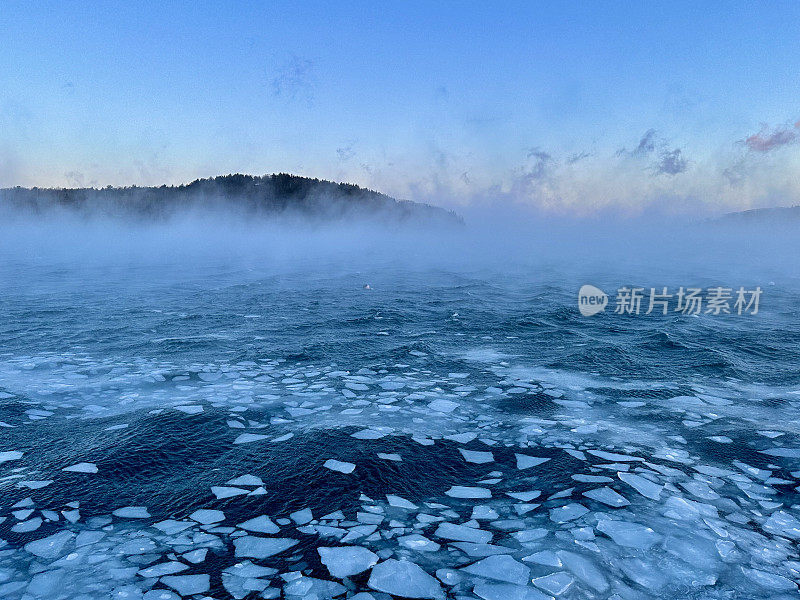 北极圈、海洋和浮冰的全球变暖