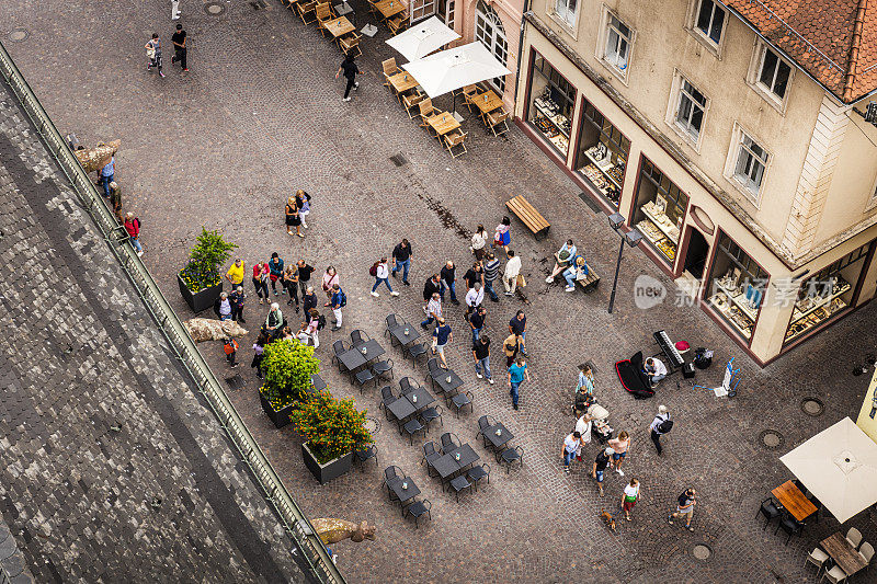 德国海德堡老城步行区鸟瞰图