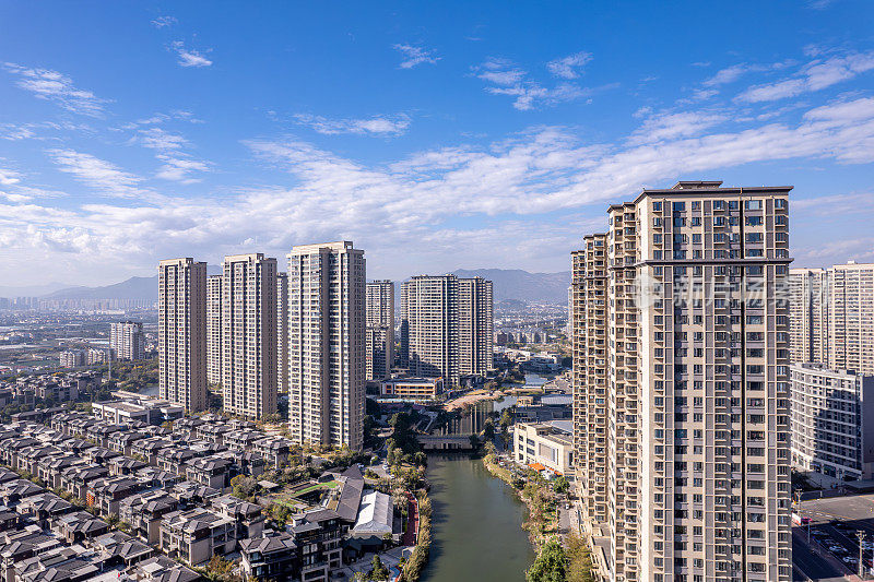 城市高层住宅的鸟瞰图