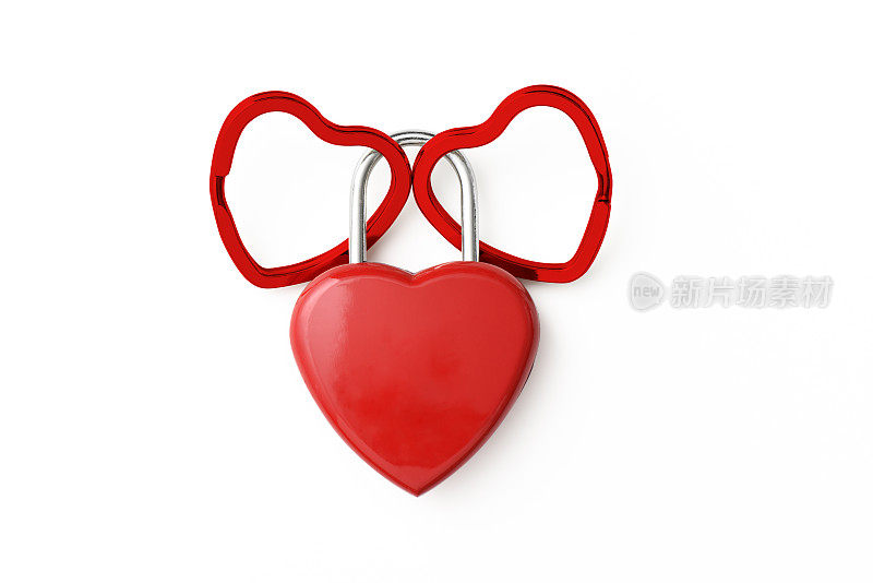红色心形挂锁与红色心形钥匙圈
