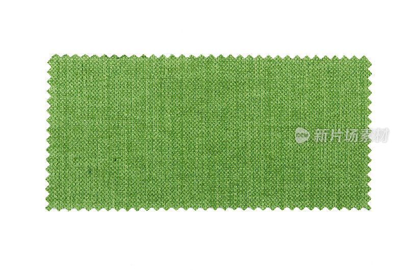 白色背景上的绿色织物补丁
