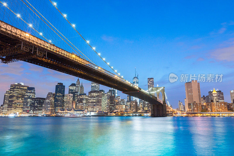 纽约-布鲁克林大桥和下曼哈顿