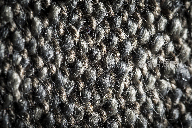 极端微宏观织物抽象背景:灰色棉枕