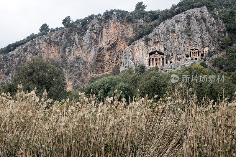 利西亚石刻墓在Dalyan，土耳其