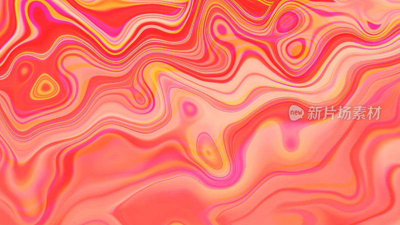 珊瑚活桃紫黄波浪泡沫图案渐变彩色背景液体抽象粉红橙色大理石效果漂亮的春天夏天纹理