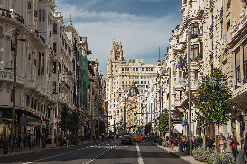 西班牙马德里的格兰维亚大街