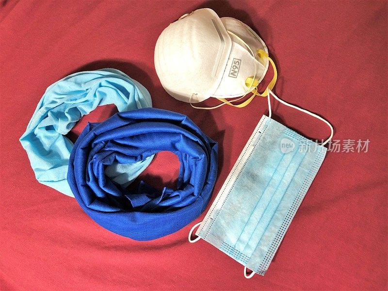一次性口罩:两个头巾口罩和一个N95口罩