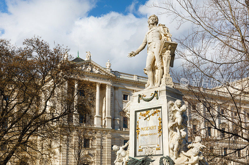 奥地利维也纳Burggarten公园的莫扎特雕像