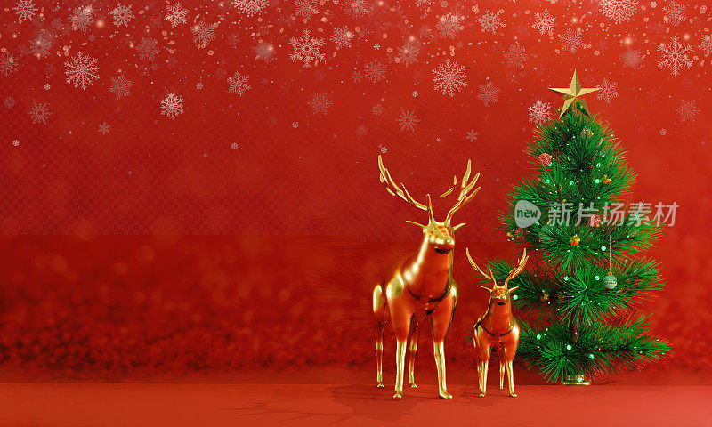 圣诞快乐和新年背景3D渲染。