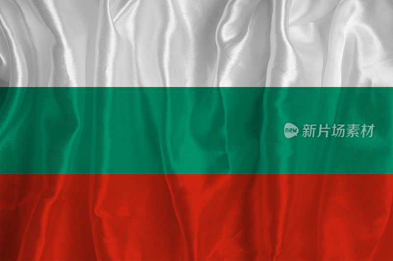 以丝绸为背景的保加利亚国旗是伟大的国家象征。国家的官方国家象征。