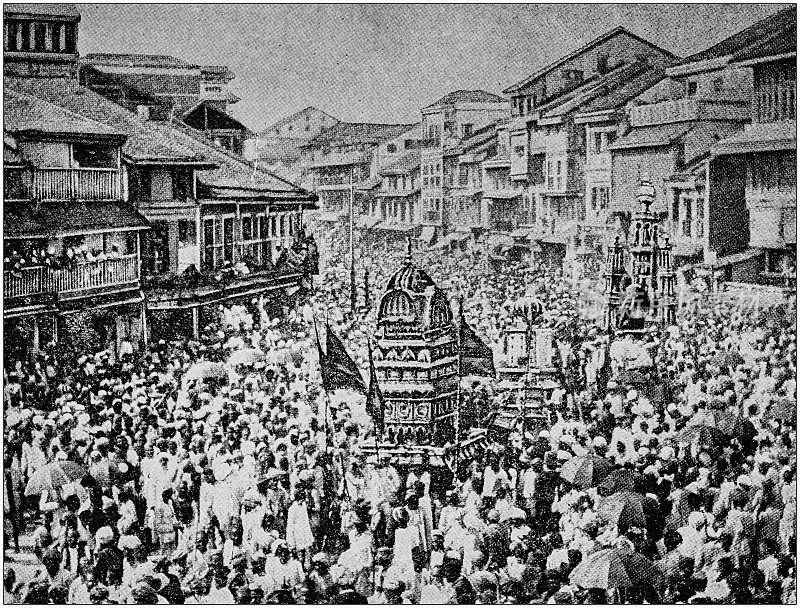 古董黑白照片环游世界:节日在孟买