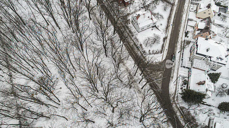 冬季这座城市的鸟瞰图。俄罗斯加里宁格勒-前科尼格斯堡，东普鲁士，德国，欧洲。