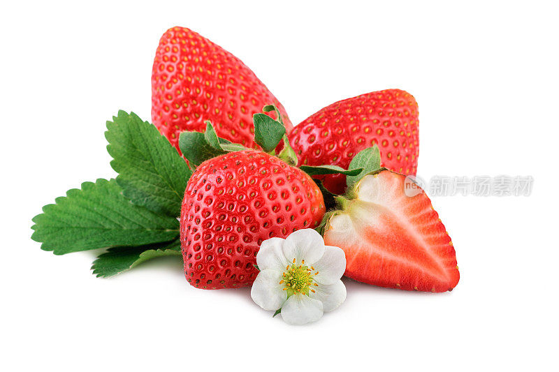 有机草莓，白色的叶子
