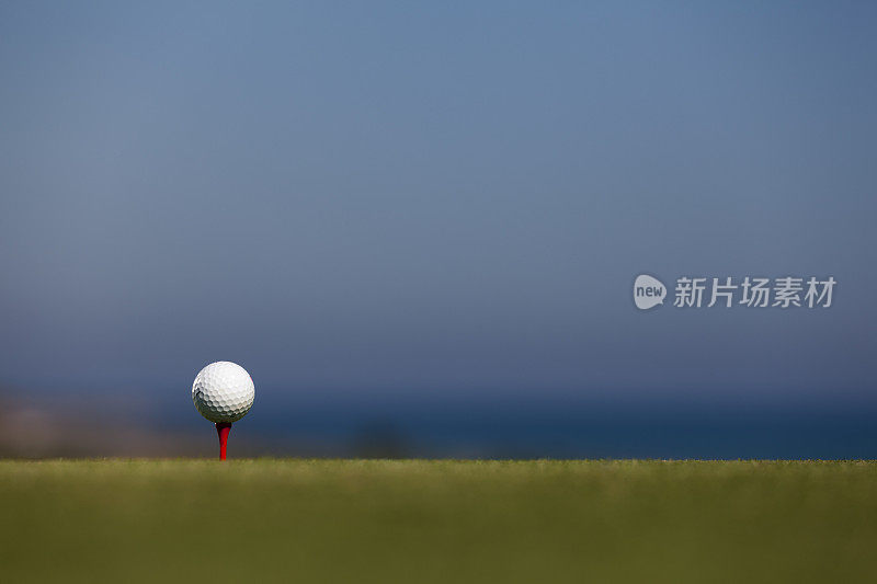 高尔夫球和红色的球座