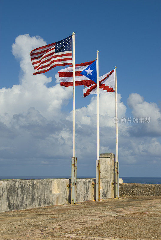 美国国旗和波多黎各国旗