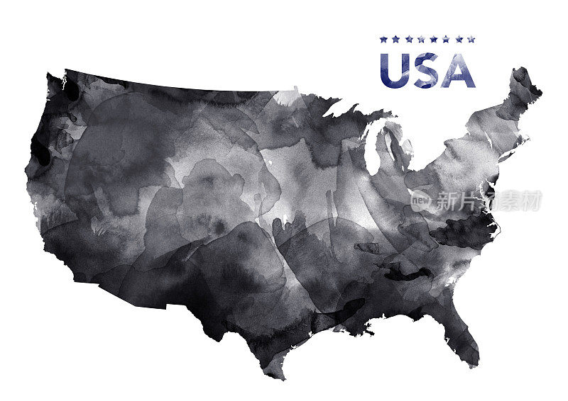 美国地图在数字墨水油漆
