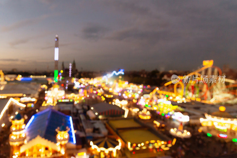 消焦顶视图的啤酒节Fairgrounds，慕尼黑，德国