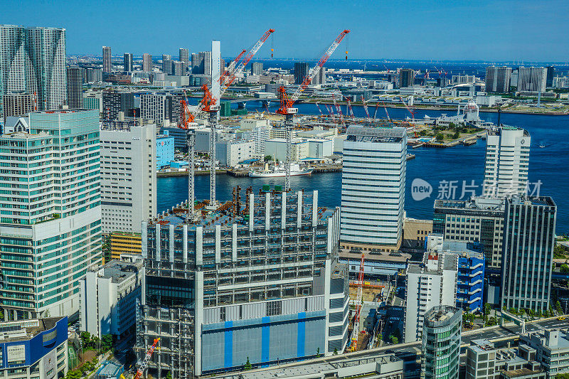 在建的建筑和东京的天际线