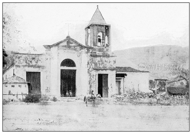 古黑白照片:古巴埃尔卡尼教堂