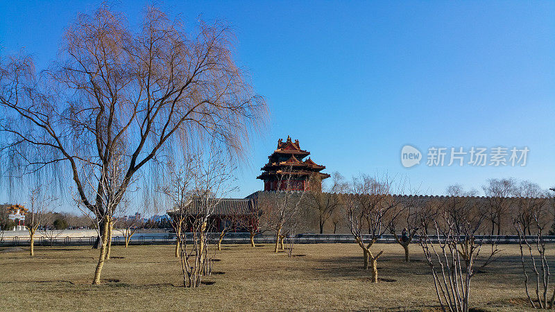 北京紫禁城护城河和角楼