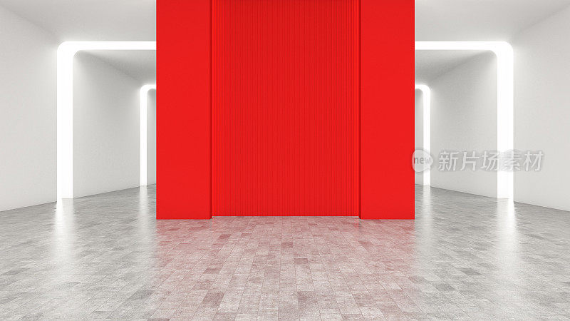 抽象房间里空荡荡的红墙