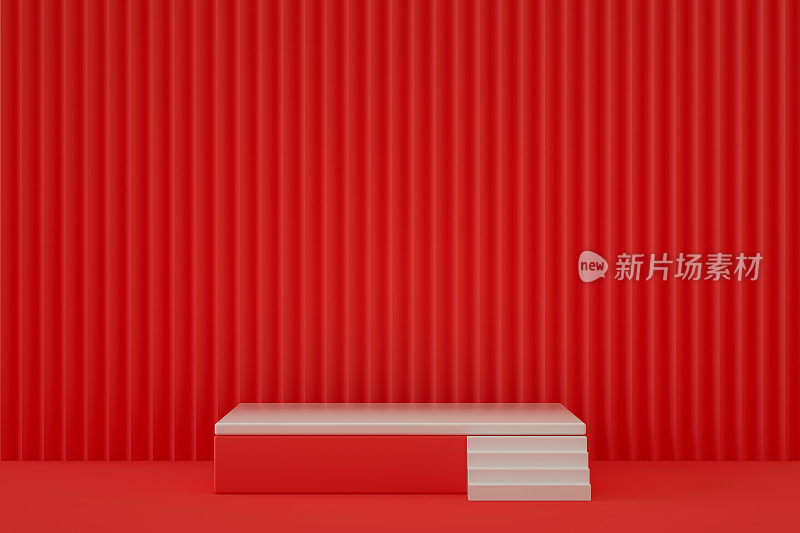 讲台，产品展示架，平台，红色背景