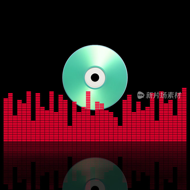 音乐CD与声音图形均衡器对黑色背景