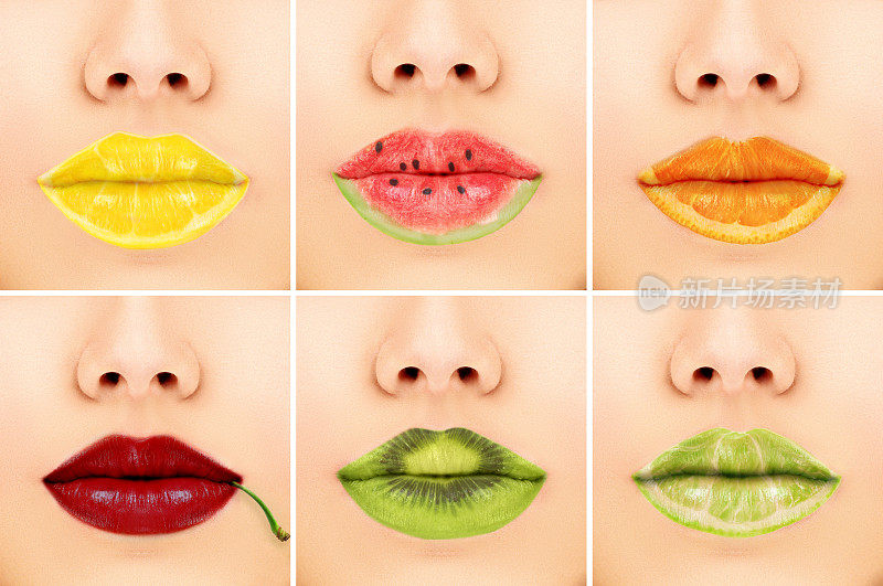 水果混合的嘴唇