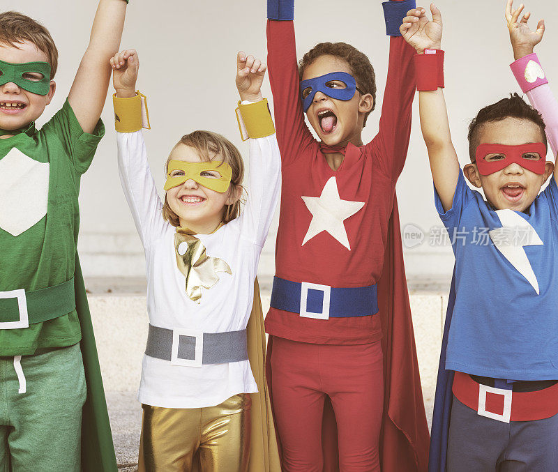 超级英雄儿童团队合作愿望基本概念