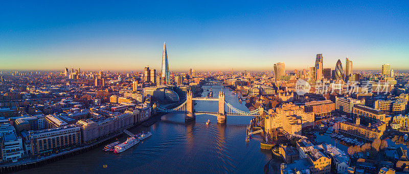 伦敦和泰晤士河的鸟瞰图