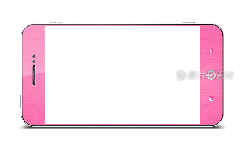 (剪切路径!粉色智能手机孤立在白色背景