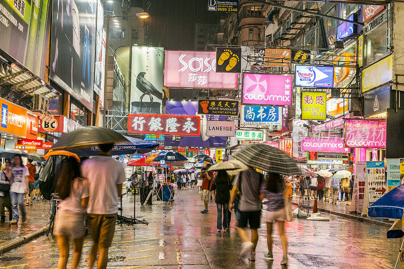 晚上的香港商业区