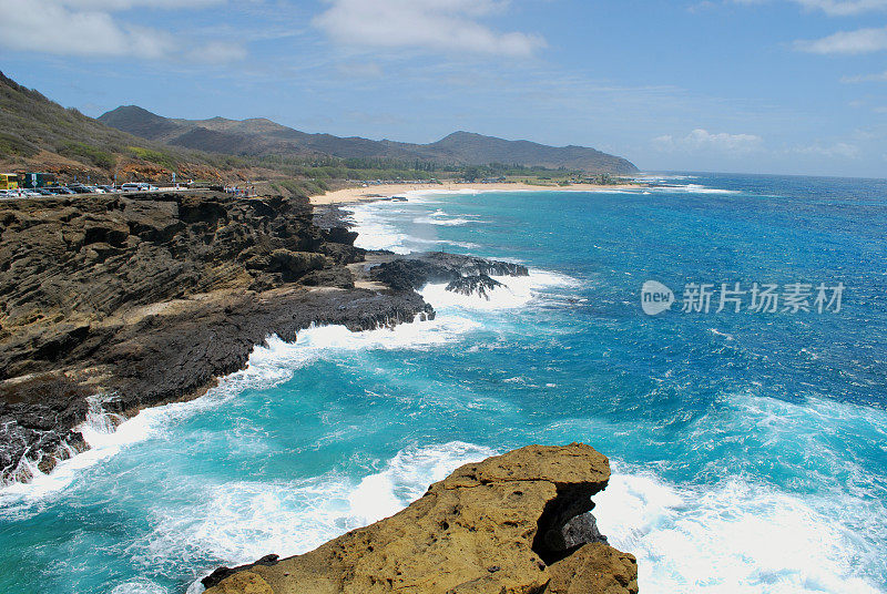 瓦胡岛的哈洛纳·气孔和海岸线