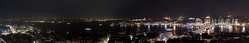 从加拉塔俯瞰伊斯坦布尔的夜景。