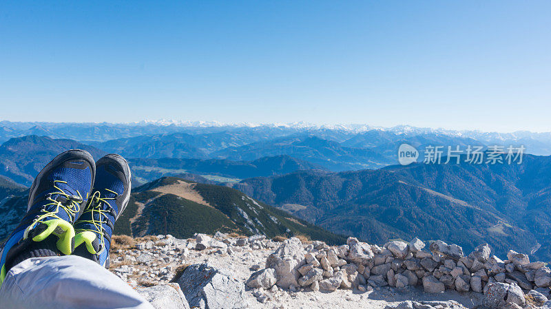 高夫斯匹兹山全景在欧洲阿尔卑斯山与靴子