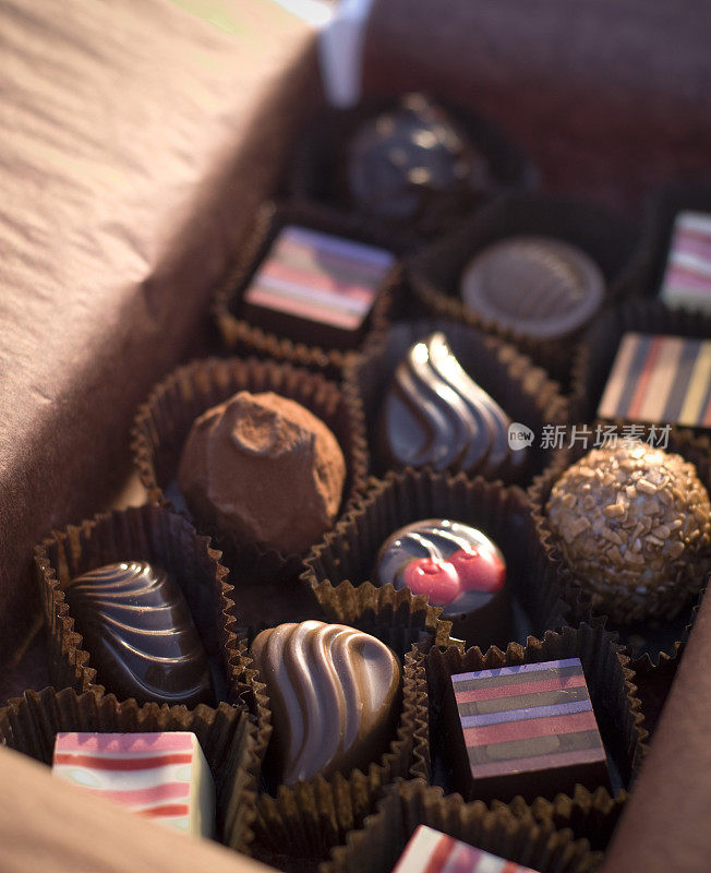 采购产品巧克力糖果礼盒，情人节松露，甜点食物背景