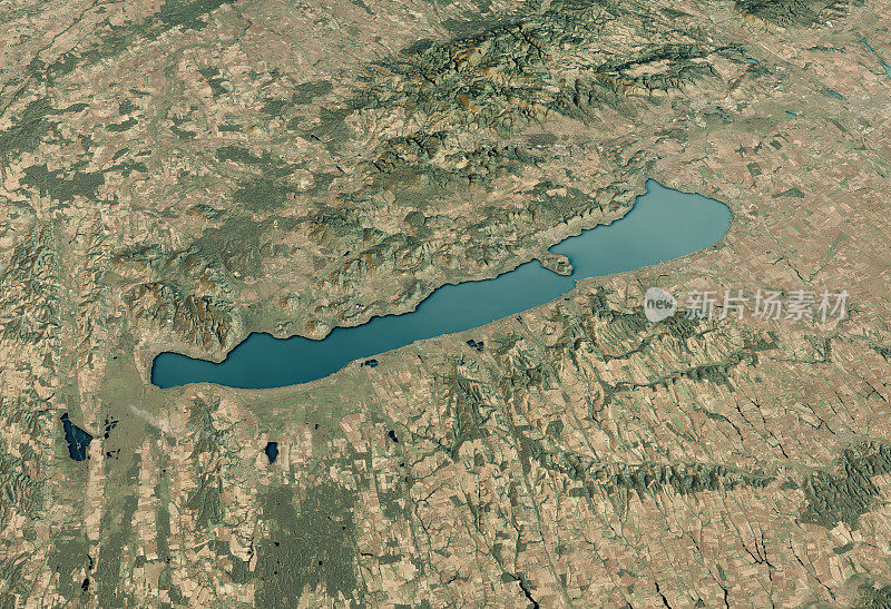巴拉顿湖3D渲染卫星视图地形图水平