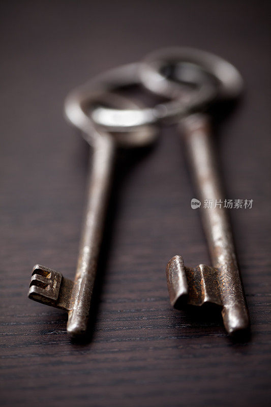 钥匙圈有两把旧钥匙。