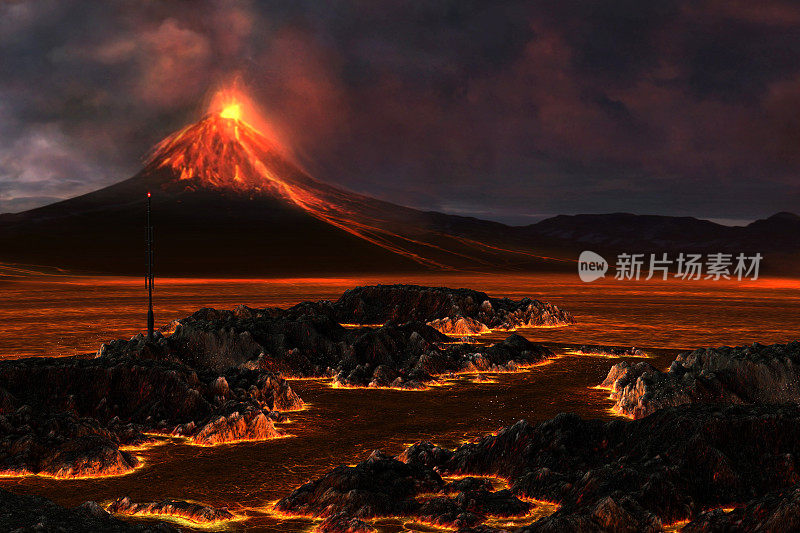 火山和熔岩流的观点