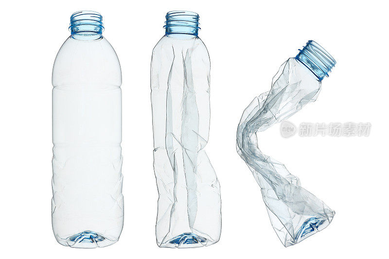 一套回收塑料瓶孤立在白色