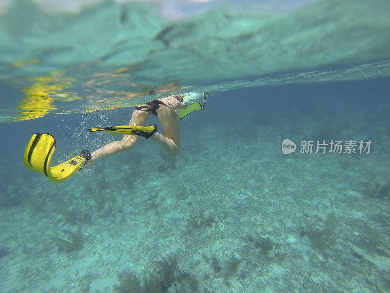 女人浮潜。