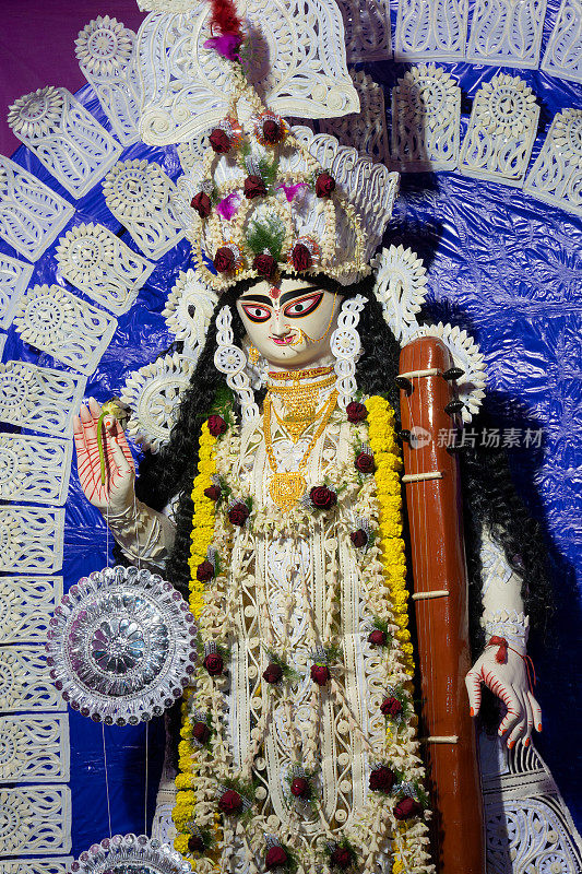 女神Saraswati，加尔各答，印度