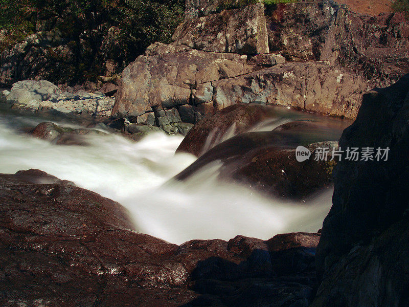 时间流逝长暴露岩石池雾瀑布