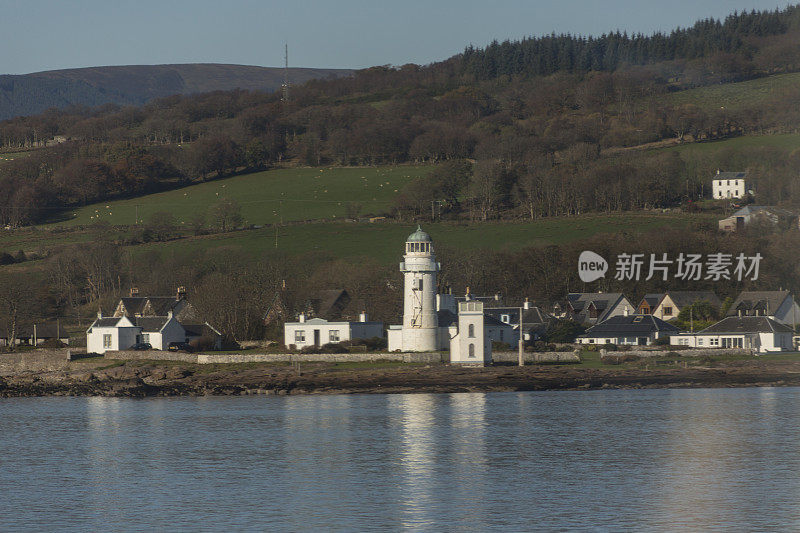 英国，苏格兰，格拉斯哥附近的wemyss海湾，skelmorlie附近的point灯塔