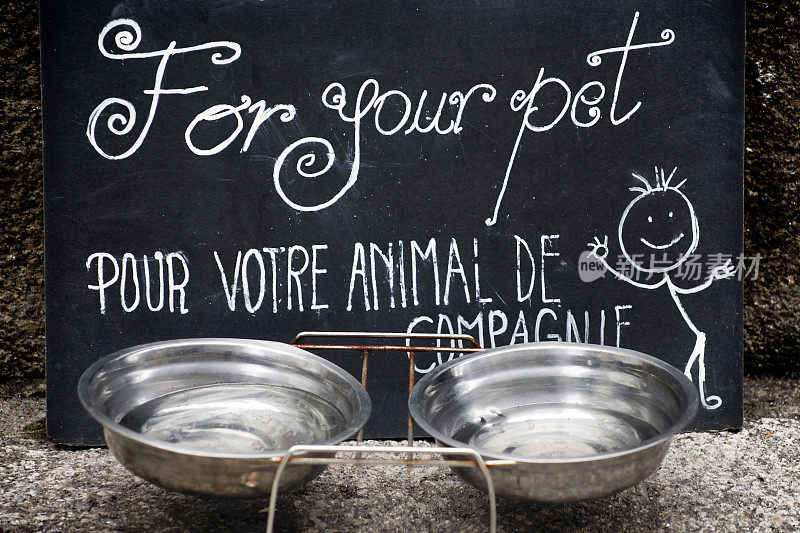 街道设施为宠物提供的装有淡水的碗。