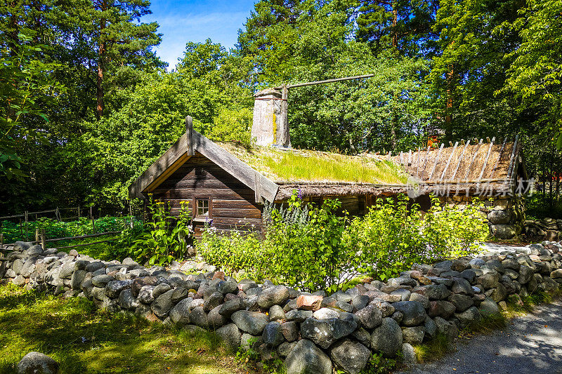 瑞典斯德哥尔摩斯肯森的传统小屋