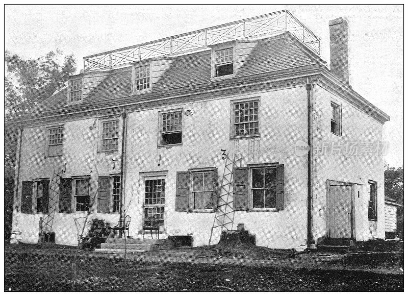 中部州历史城镇的古董黑白照片:斯克内克塔迪，格伦桑德斯之家