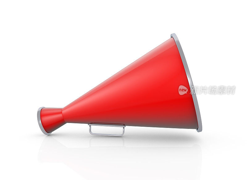 白色背景上的红色扩音器