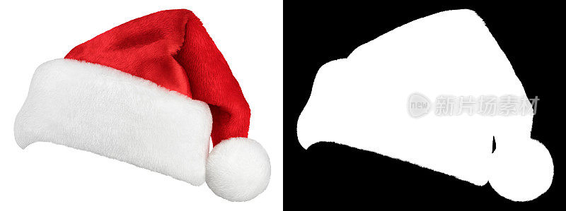 圣诞老人红帽子孤立在白色